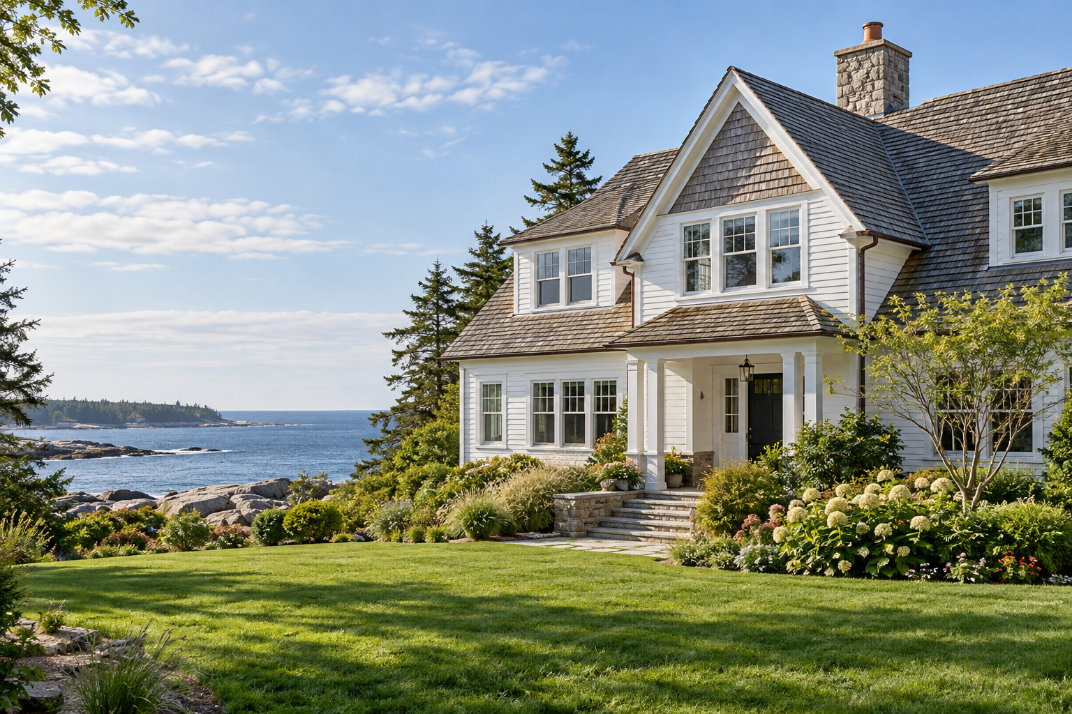 Traditional New England home in a coastal setting